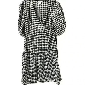 NWT Topshop Gingham Midi Wrap dress Monochrome Black and White Size 4